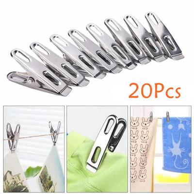 20 шт., зажим из нержавеющей стали, ветрозащитная прищепка, маленькая плоская утка, серебряная вешалка, открытая папка, плоская папка, ветрозащитный зажим