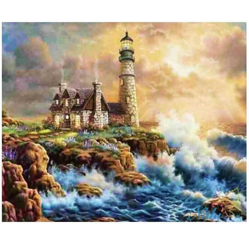 Алмазная краска Пейзаж 5D Алмазная картина Полная дрель Набор для вышивки крестом Алмазная картина Полная дрель Круглая