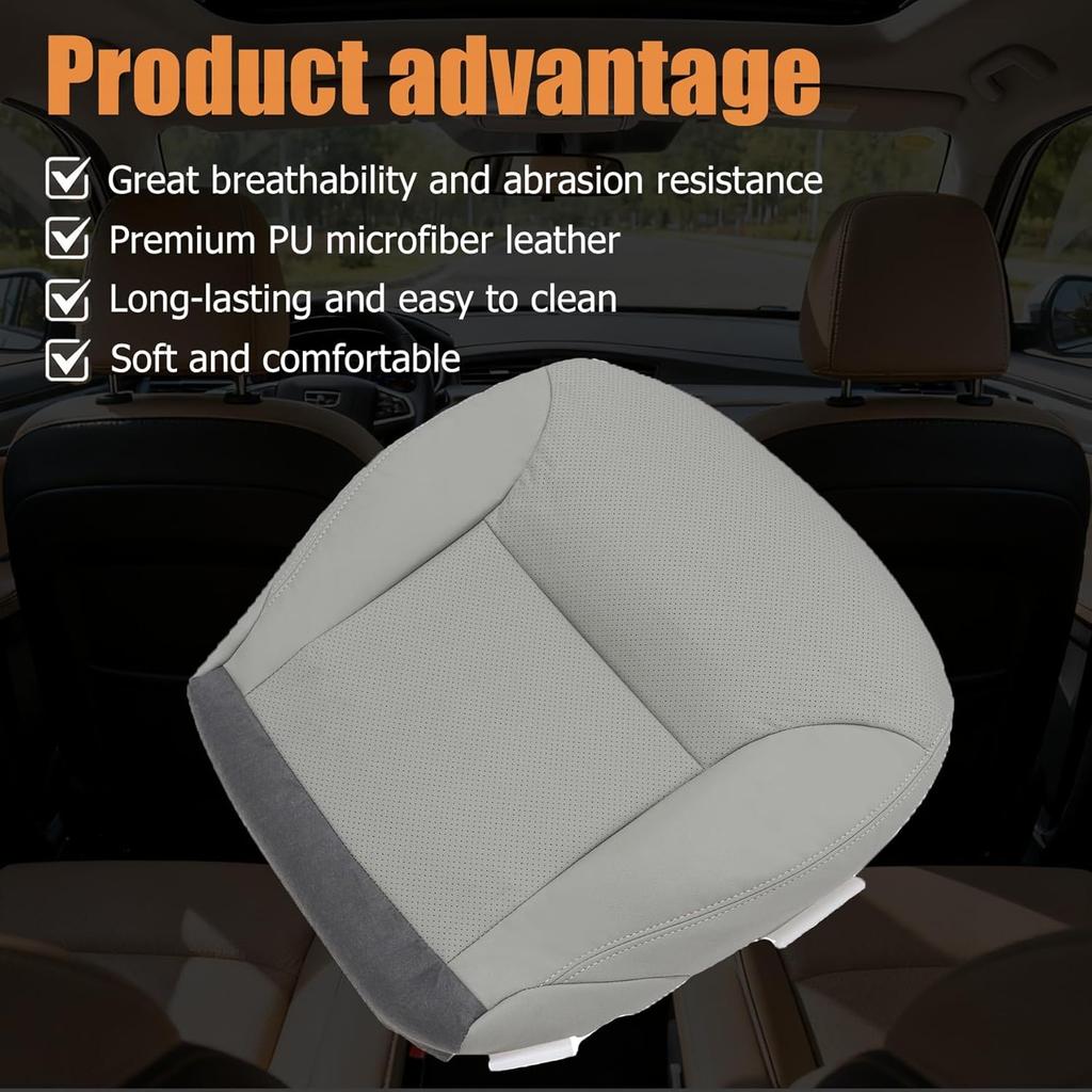 Front Driver Bottom Perforated Replacement Microfiber Leather Seat Cover Gray Compatible with Lexus ES300 ES330 2002 2003 2004 2005 2006