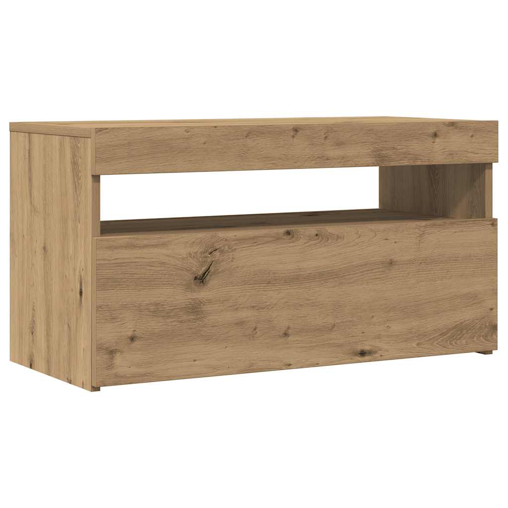 Vidaxl Szafki Tv Z Led, 2 Szt., Dąb Artisan, Materiał Drewnopochodny