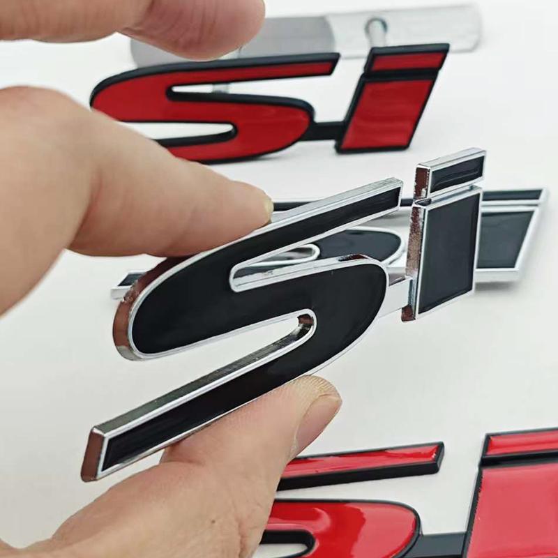 COV1 3D Metal Car Sticker Logo SI Rear Trunk Badge Front Grille Emblem Decals For Honda Civic Fit CRV Accord Autompbile Acessories