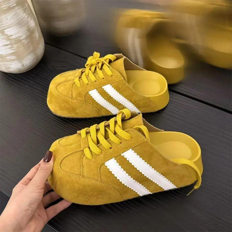 Тапочки женские верхняя одежда весна 2025 новый тренд ретро мода универсальные маленькие толстодонные повседневные полутапочки