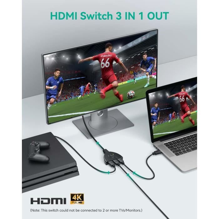 Commutateur HDMI - GENERIC - GANA 4K - 3 Ports - Plug and Play - Résolution 1080P