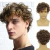 Fashion Short Blond Brown Wigs for Men Hair with Bangs Male Synthetic Curly Wig Heat Resistant Fiber Layered Daily Cosplay Wigs