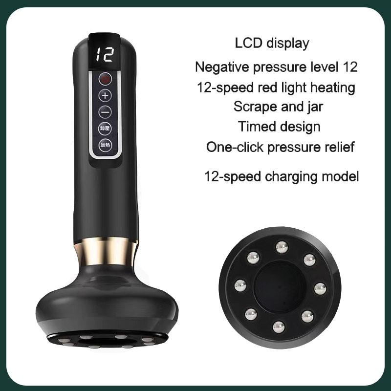 Перезаряжаемый электрический массажер Гуаша с подогревом и вакуумными банками из нержавеющей стали ABS 304