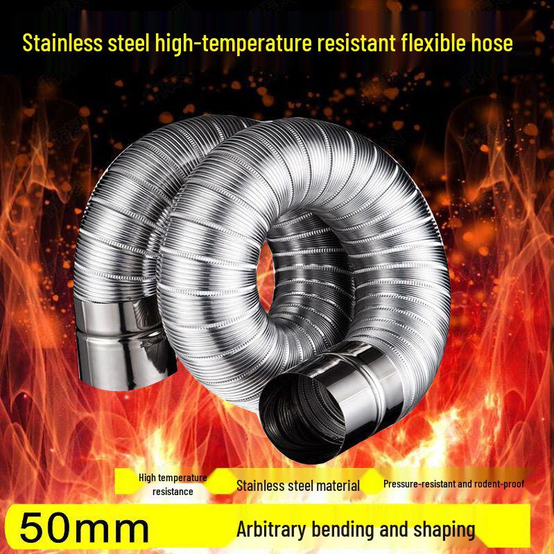 1.5m Stainless Steel High-Temperature Resistant Corrugated Flexible Exhaust Hose for Heaters and Gas.