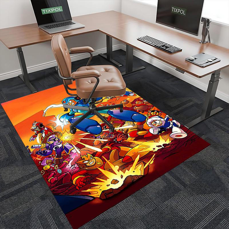 1pc Mega Man Anime Cartoon Design Office Chair Mat Non-Slip Carpet for Home Decor Living Room Bedroom Game Room Gift All Seasons Universal.Y078