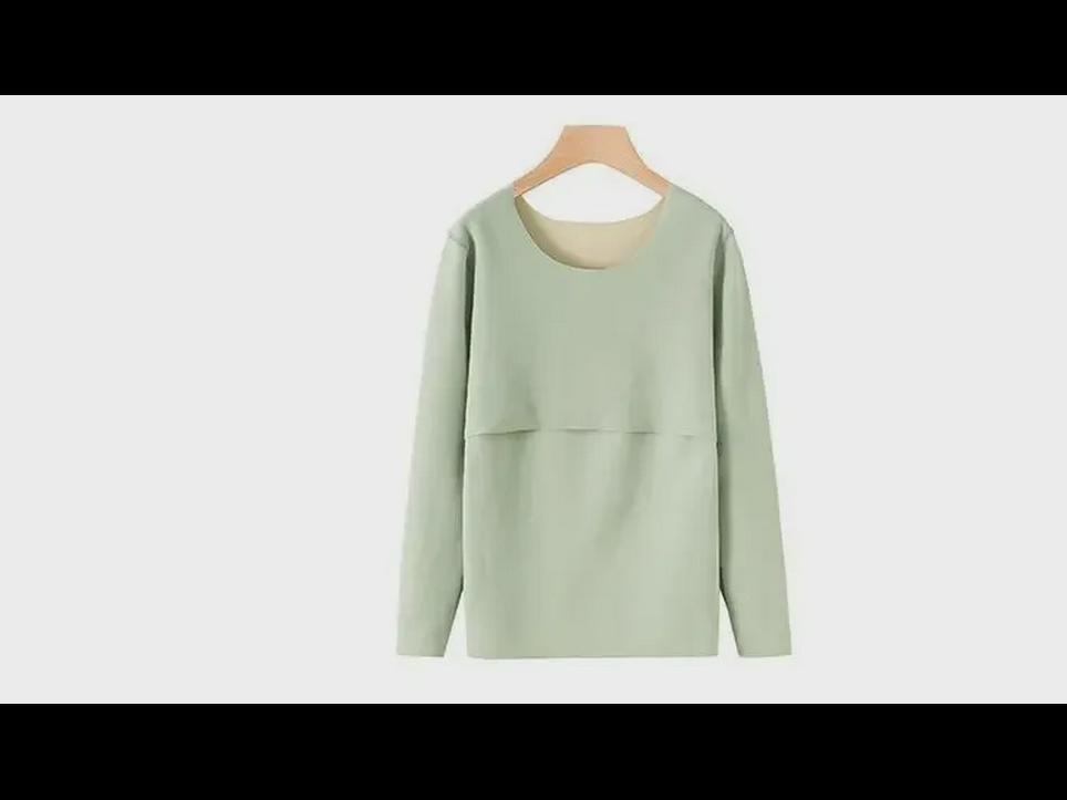 Warm Autumn Maternity and Nursing Top with Velvet - Postpartum Long Sleeve 3211