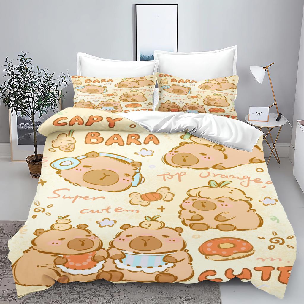 Новый комплект постельного белья с 3D-принтом в виде животных Kawaii Capybara для мальчиков и девочек Twin Queen Size, пододеяльник, наволочка, детская кровать, домашний текстиль для взрослых