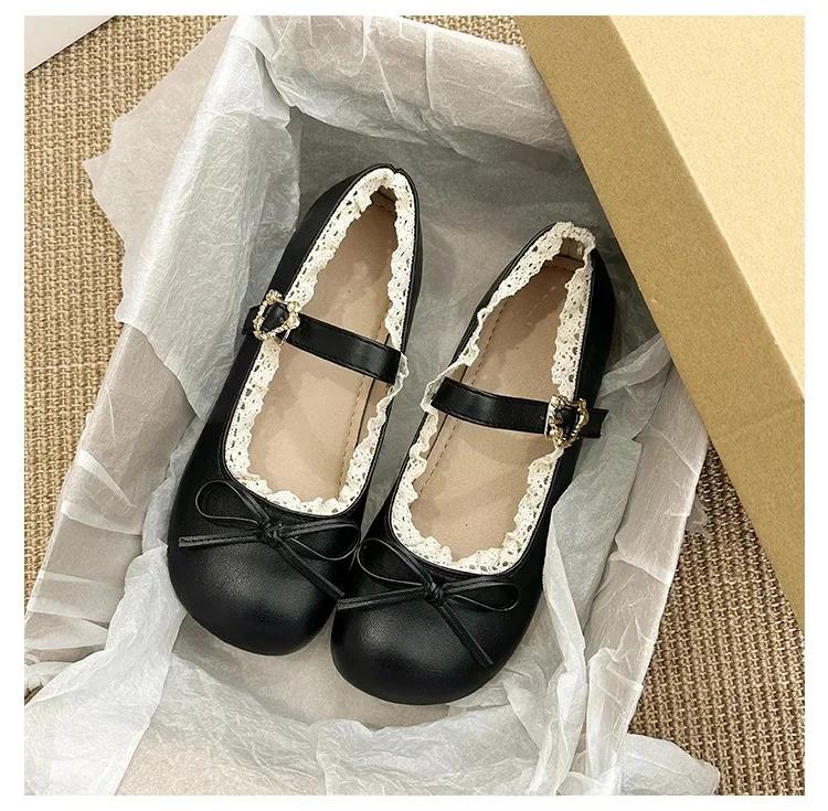 Ретро туфли Мэри Джейн на плоской подошве с круглым носком, женские туфли на мягкой подошве, весенне-осенние туфли для платья, узор в горошек, резиновая подошва