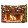 Merry Christmas Santa Claus Fireplace Christmas Gift Print Home Living Room Bedroom Wall Decoration Tapestry