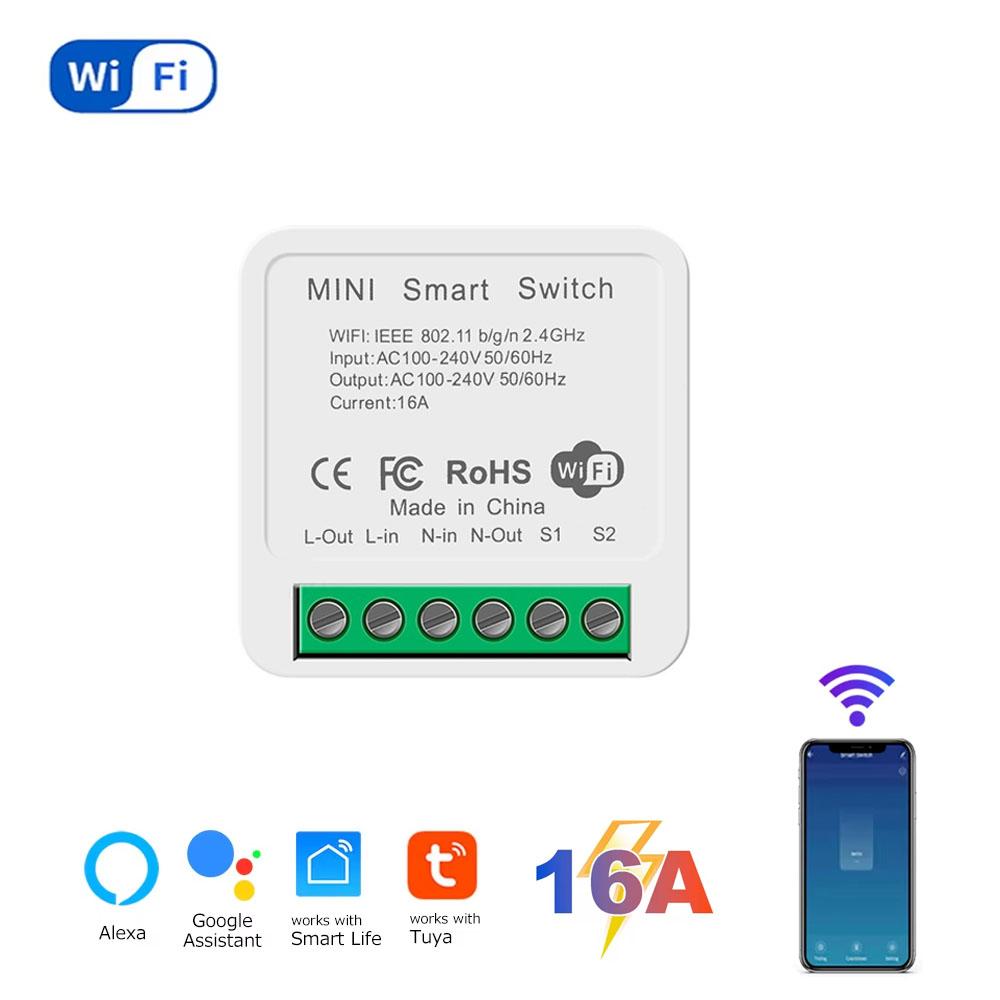 Tuya WiFi Умный выключатель 2-стороннее управление Автоматический выключатель Реле Модуль 220В 110В 16А Приложение Smart Life Голосовое управление Работает с Alexa Google Home