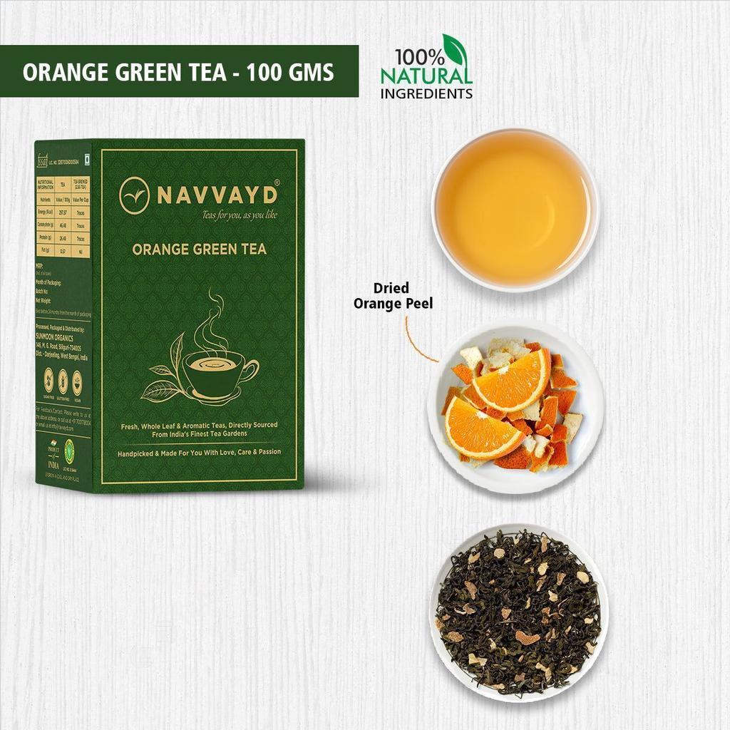 Зеленый чай с Апельсином (100 г), Orange Green Tea,  Navvayd