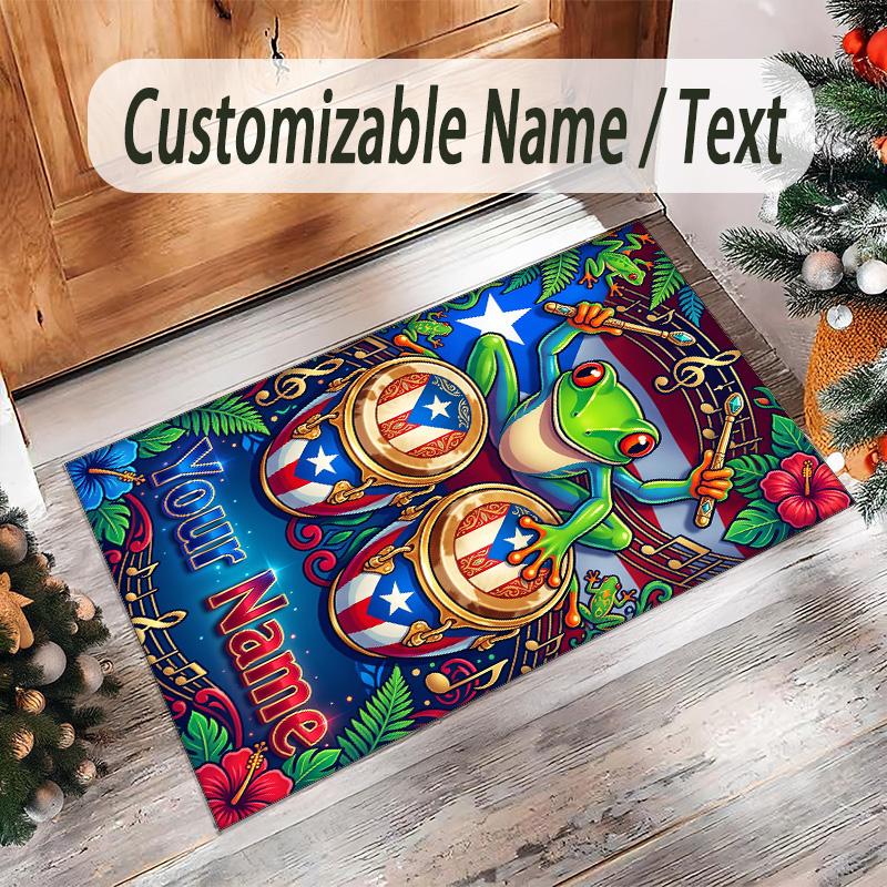 Music Theme Crystal Velvet Rug Personalized Custom Name Text Soft Floor Mat Home Decor