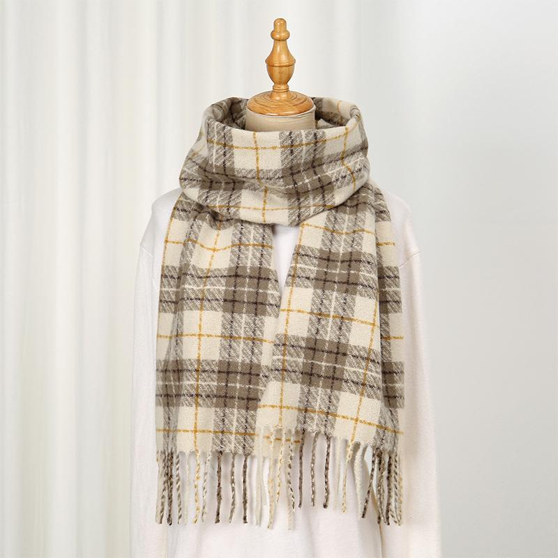 Luxury Brand Cashmere Women Plaid Scarf Winter Warm Shawl and Wrap Bandana Pashmina Female Foulard Square Thick Blanket Poncho