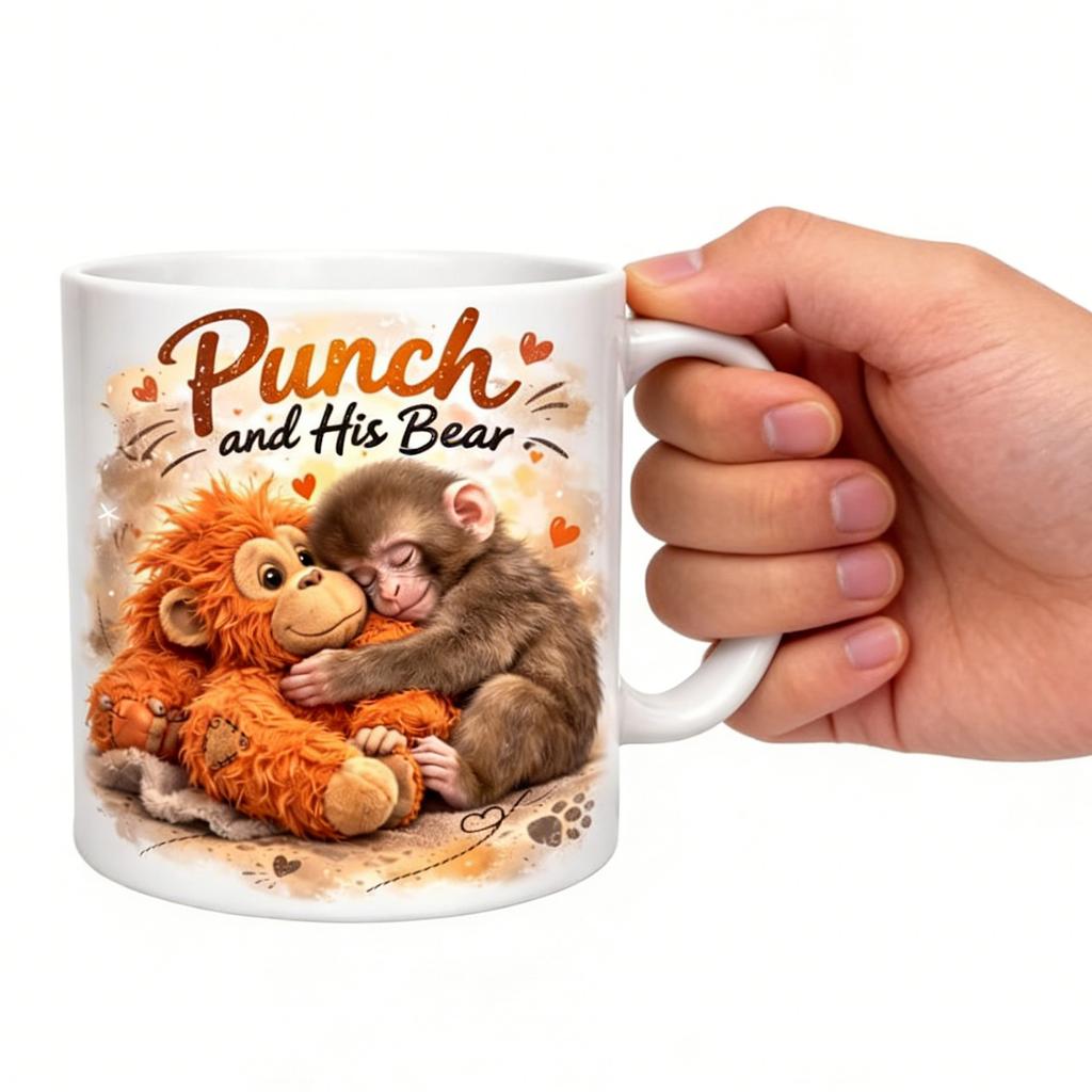 Керамическая кружка 'Punch Monkey' 11 унций. Милая обезьянка с дизайном орангутанга. Персонализированная керамическая кофейная кружка для семьи и близких