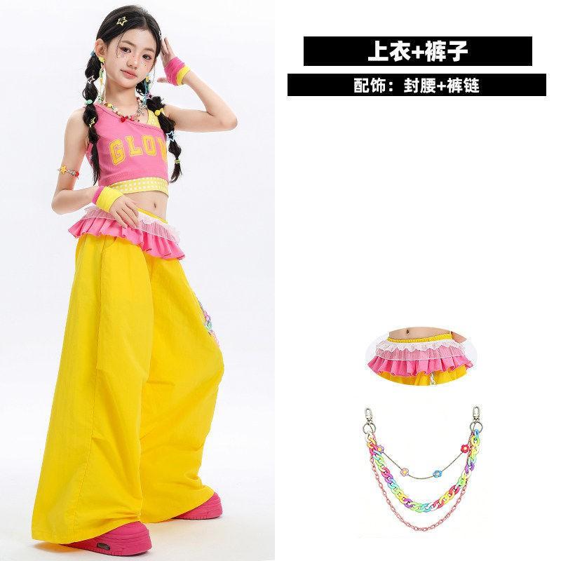 Girls Jazz Dance Costume Kids Hip Hop Performance Outfit Trendy Stage Wear