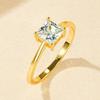 Rrjzz 14K Gold Plated Square Solitaire Rings Princess Cut CZ Simulated Diamond Ring for Women Anniversary Fine Jewelry Gifts