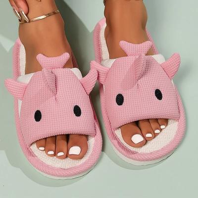 Лидер продаж, женские тапочки Four Seasons Comfort на плоской подошве из льна, симпатичные домашние туфли с рисунком акулы для пар, толстая подошва для помещений, противоскользящая