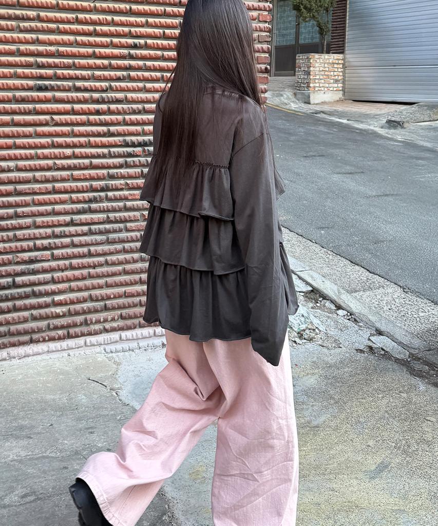 RONRON Tiered Layered Long Sleeve Charcoal
