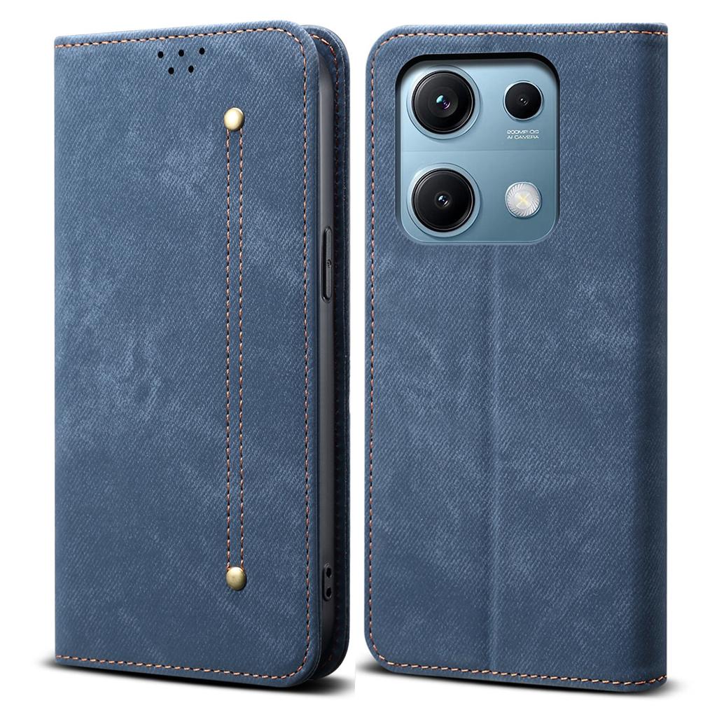 For Xiaomi Redmi Note 14S 4G Case Jeans Cloth Texture Anti-Scratch Leather Stand Phone Cover