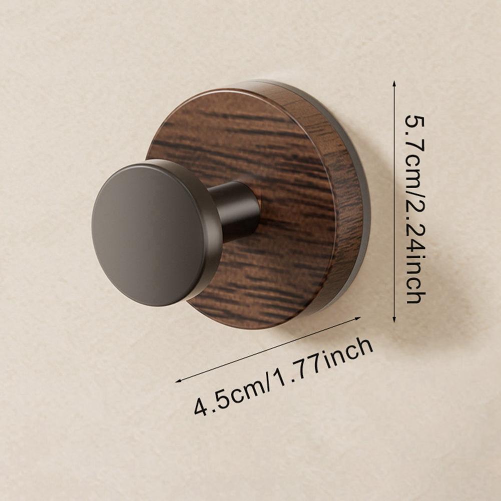 2pcs Suction Cup Hook Home Kitchen Rotating Wall Mounted Storage Rack No Punching Walnut Wood Grain Knob Storage Bracket