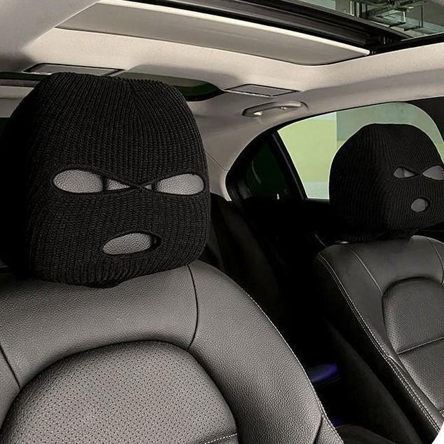 Универсальный забавный чехол на подголовник автомобиля, черно-белый