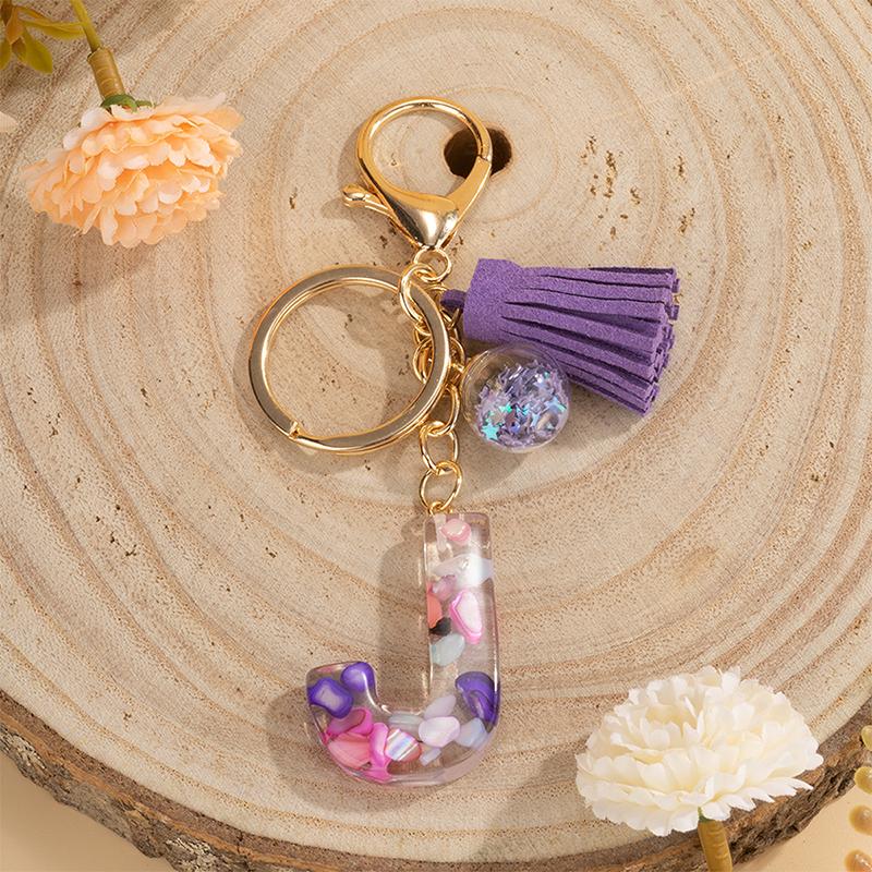 1 шт., держатель для ключей, подарок ручной работы, сумка с алфавитом AZ, кулон, брелок с кисточками и блестками, аксессуары для ключей