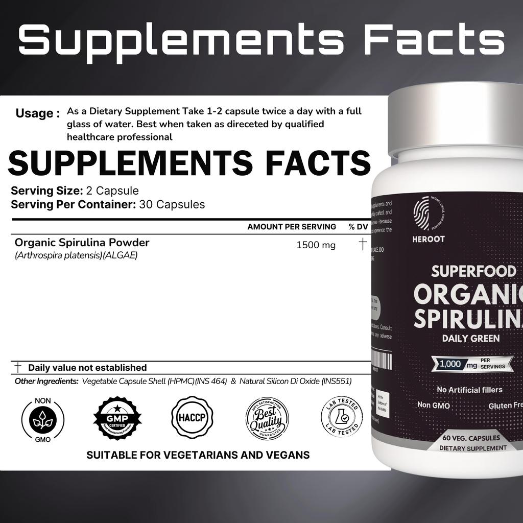 Immune Health Organic Spirulina Ashwagandha Energy Booster Strength & Stamina