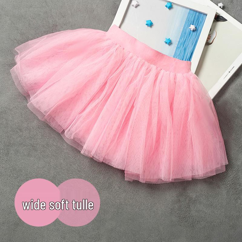 Girls' Tulle Dance Skirt - Short, Puffy, Pink & White Options, Summer Practice Wear