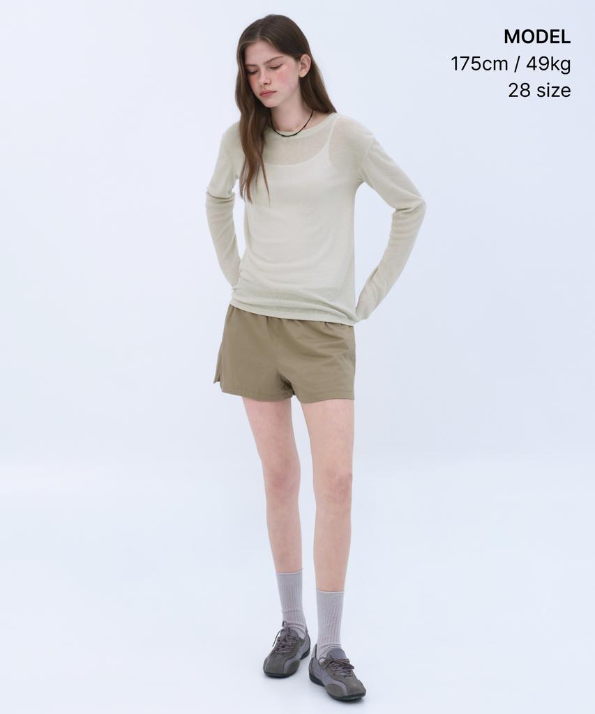 MUSINSA STANDARD WOMAN Женские хлопковые эластичные шорты [Бежевый]