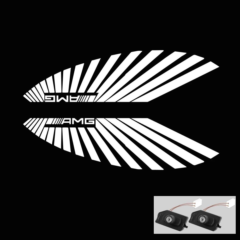 Car Sticker 2pcs HD LED Projector Ghost Shadow Lamp Light Rearview Mirror Lights For Mercedes Benz AMG C E S CLASS GLB GLC CLS A