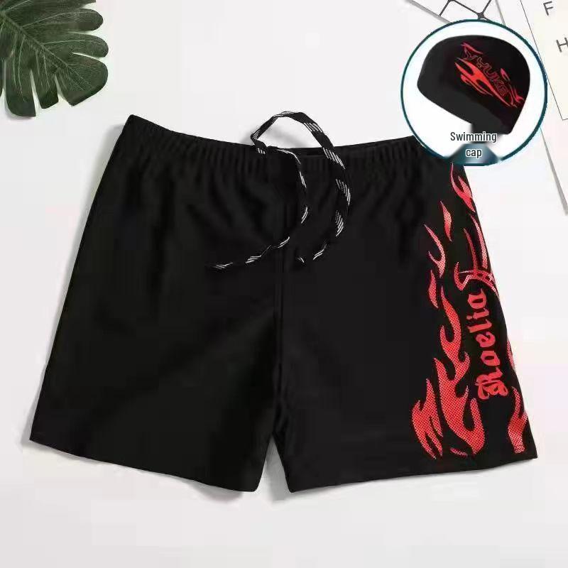 Men's Quick-Dry Swim Trunks Set: Swimwear with Loose Square Leg, Professional Swim Goggles & Cap Included