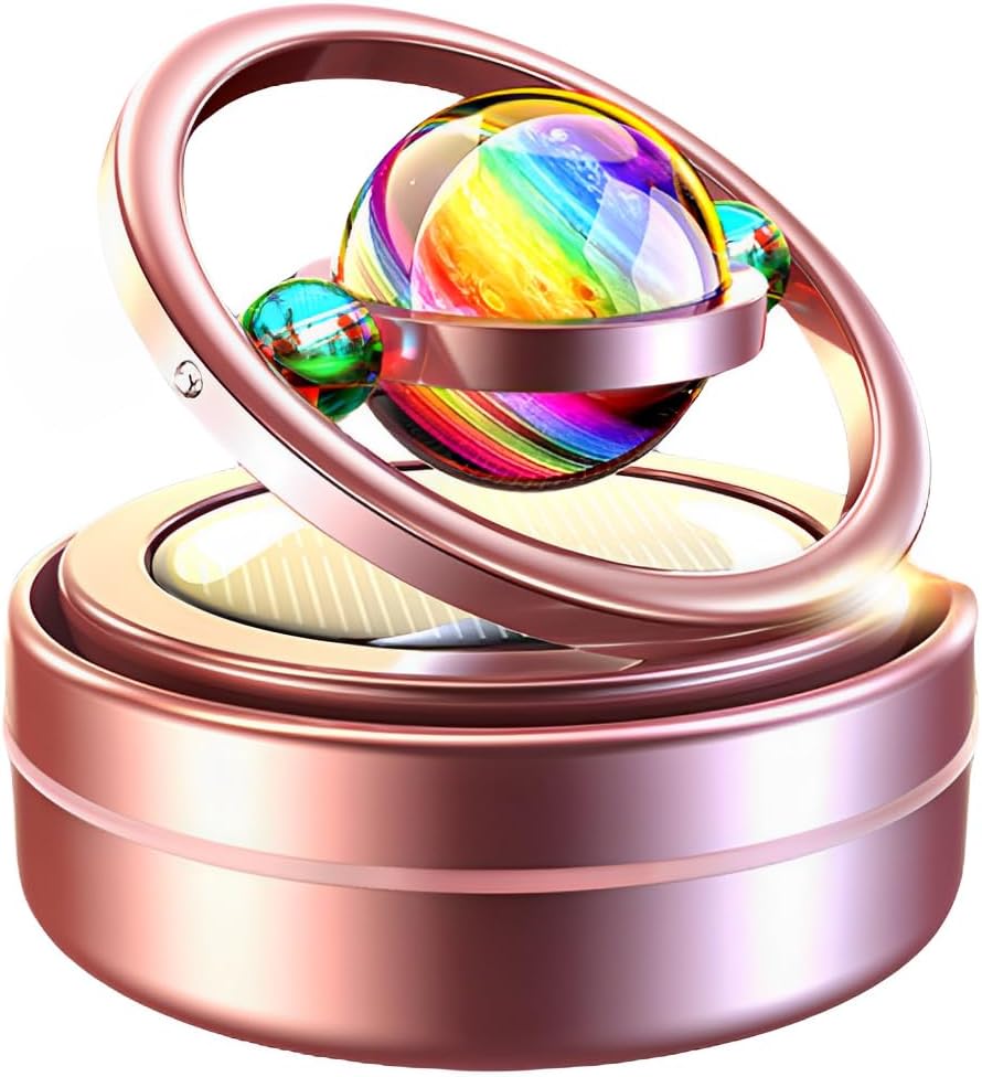 Solar Car Air Freshener Dashboard Fragrance Automatic Rotation Galactic Planets Essential Oil Diffuser Auto Ornaments