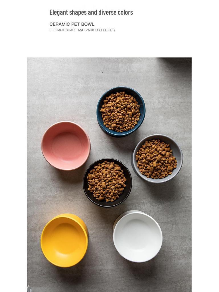 Наклонная керамическая миска для питомцев для кошек и собак - Дизайн на высокой ножке для защиты шейных позвонков