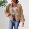 Ribbon Bow Patchwork Sweater Cardigan for Women