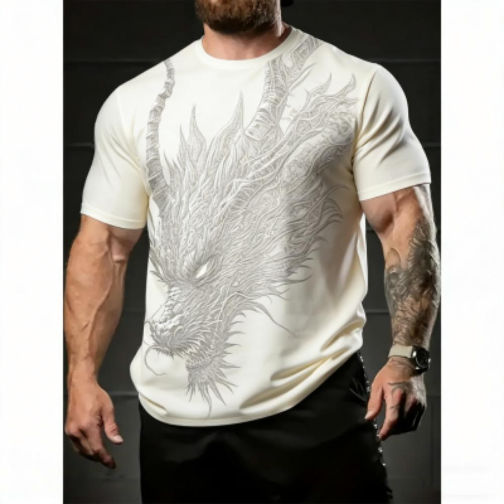 Europe America Summer Men's T-Shirt Dragon Pattern 3D Print Tees Top Loose Short Sleeve Streetwear Vintage Oversized Women T-shirt