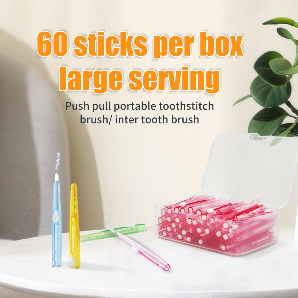 60 шт. Зубные межзубные ершики 0,6-1,5 мм I-образной формы Зубная нить Очистка межзубных промежутков Ортодонтический уход за полостью рта