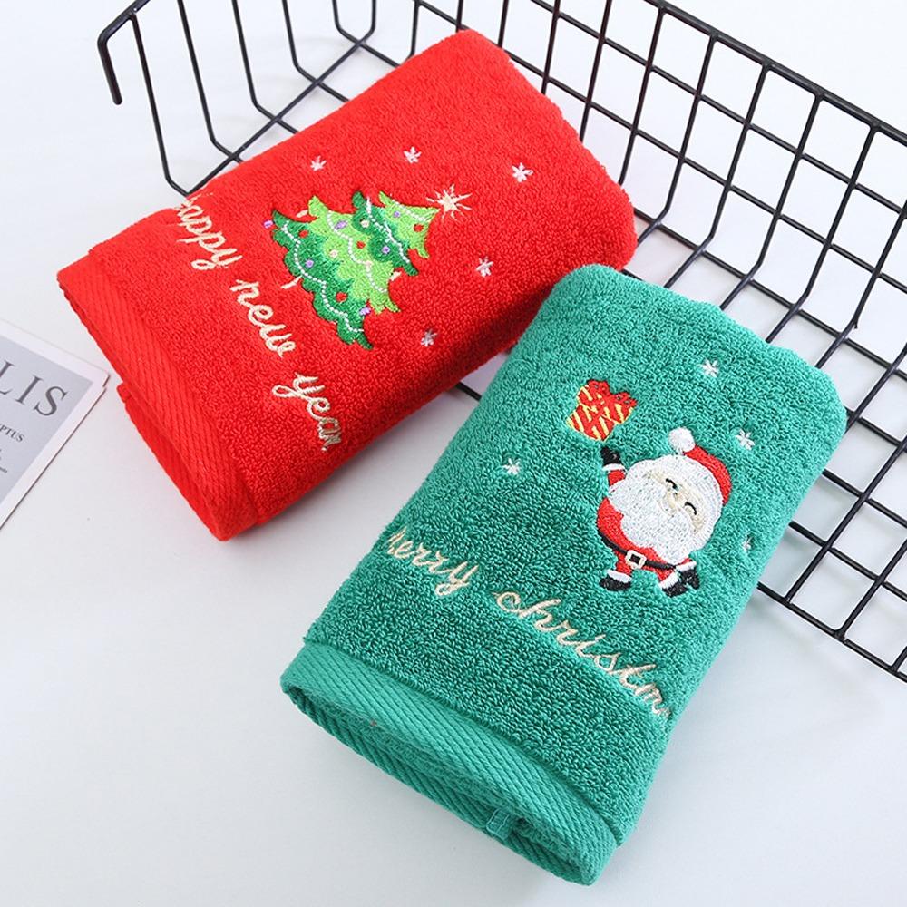 2Pcs Cotton Christmas Hand Towels 350 * 750mm Decorative Dish Towels Bath Towel Set Bathroom Use