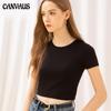 2020 Summer New Women's Short Slim Round Neck Cropped Cotton Korean Fashion Net Red INS T-shirt Women
