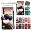 Handmade PU Leather Flip Case for Samsung Galaxy A05s (A057F/A057M/A057G)- Anti-Slip Shockproof Cover with Wrist Strap & Heart/Rose Cat Designs