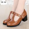 Большой размер 35-43 Туфли с Т-образным ремешком и толстым каблуком Женские из натуральной кожи Туфли на высоком каблуке Женские туфли на платформе Обувь для танцев для мамы