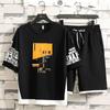 Summer Men Casual Sets Harajuku Shorts Tracksuit T-shirt+Shorts Men's Hip Hop Streetwear Sweat Suits Fashion Printing