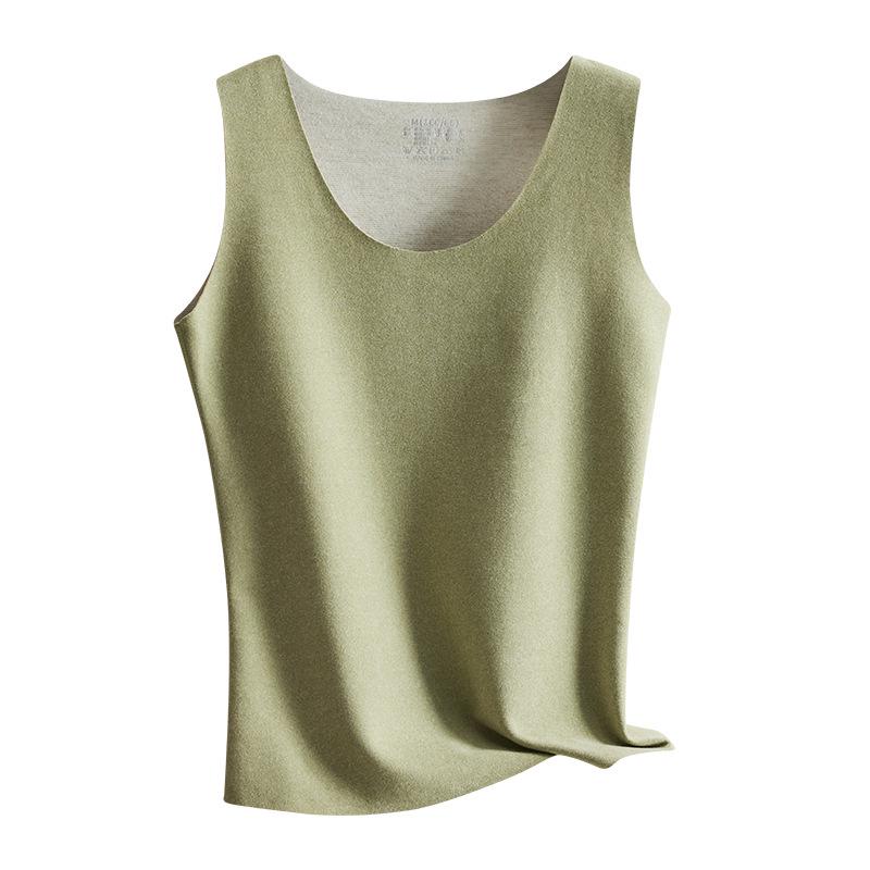 Women's Seamless Cashmere Silk Thermal Vest - Thick Velvet Warm Base Layer In Large Size