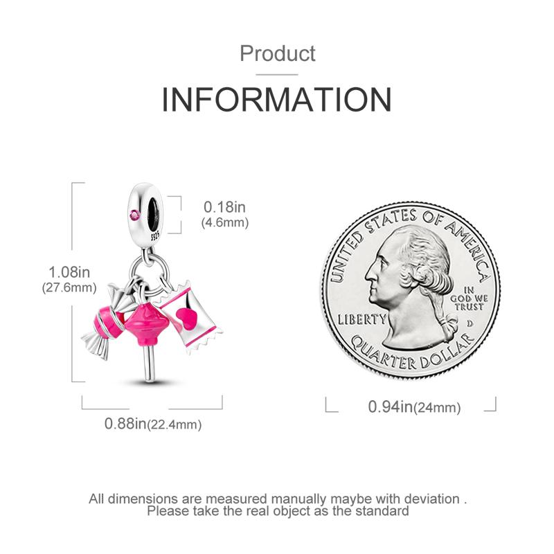Милые розовые сладкие конфетные подвески, медные оригинальные бусины, подходят для оригинальных браслетов-шармов, бусины для ювелирных изделий, подарки для женщин
