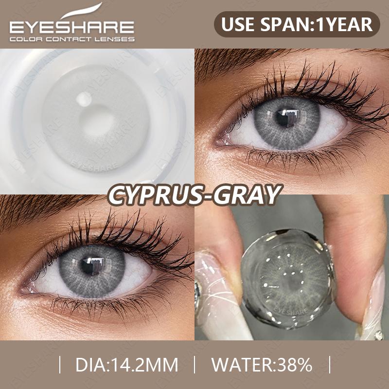Eyeshare 2pcs Korean Color Contact Lenses for Eyes Blue Eye Contact Lens Brown Contacts Natural Gray Cosmetic Pupils for Eyes