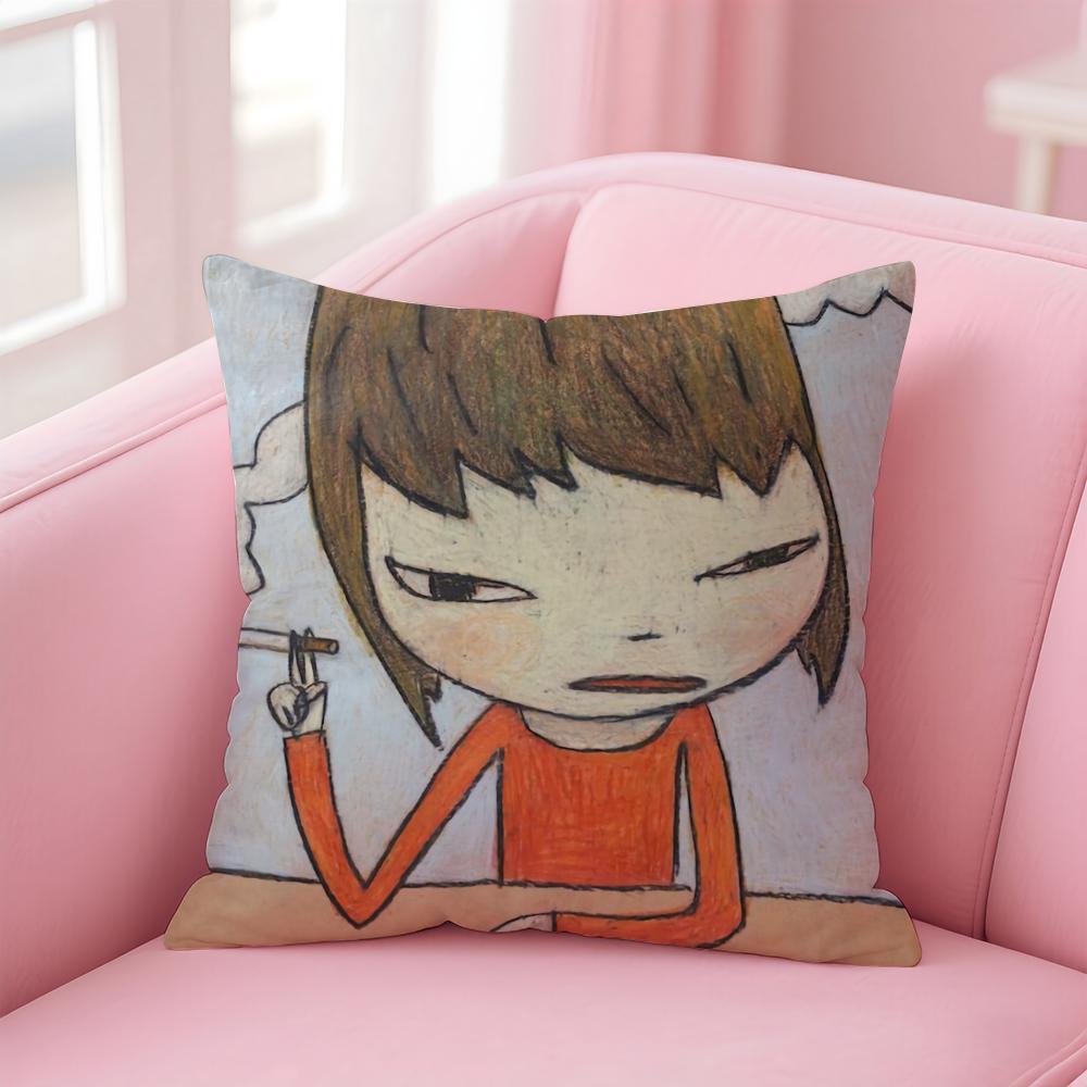 artist cute YYoshitomo NNara Cushion Cover Pillow Case Soft Friendly Fabric Concealed Zipper