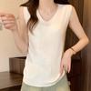 Черные майки женские летние 2025 без рукавов с V-образным вырезом белые узкие трикотажные майки женские топы JJ257