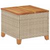 Garden Table Beige 45 x 45 x 37 cm Poly Rattan Acacia Wood