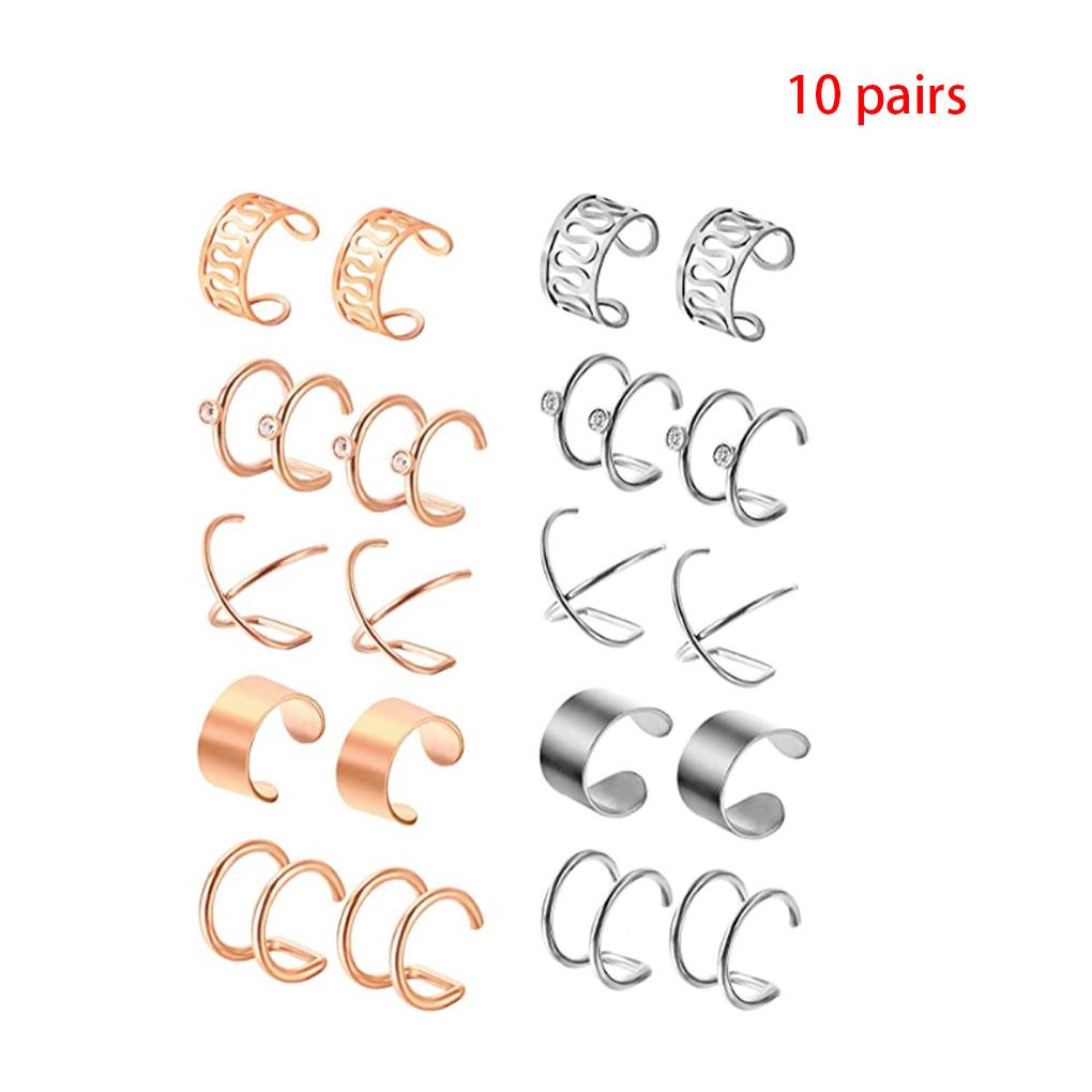 10 пар клипс для ушей из нержавеющей стали, наборы серег-капель, унисекс, клипсы из сплава без прокола